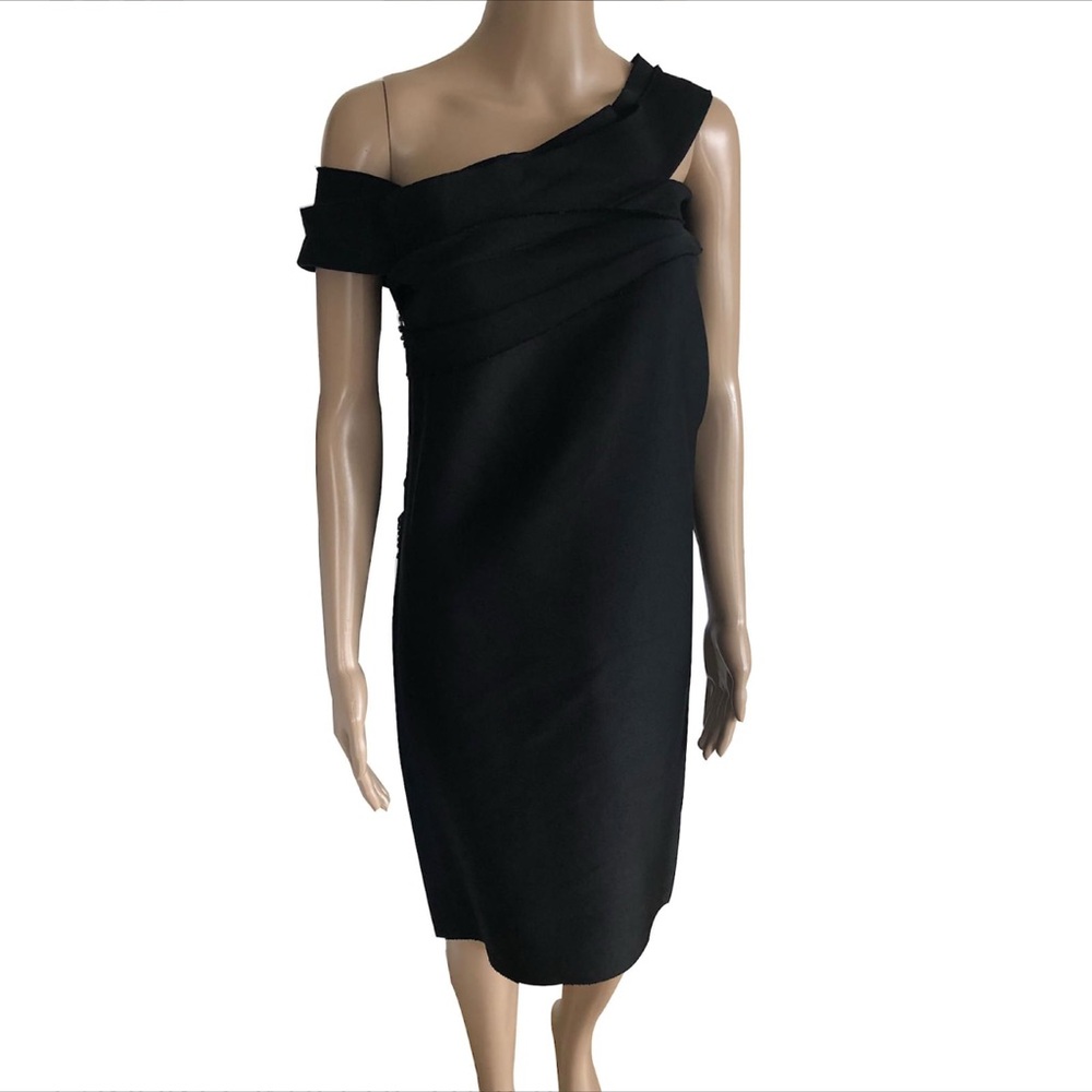Lanvin Black Asymmetrical One-Shoulder Cocktail Dress